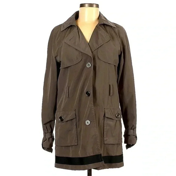 Tommy Hilfiger | Vintage Brown Grey Y2K Water Resistant Rain Coat Size M Medium - Picture 1 of 5